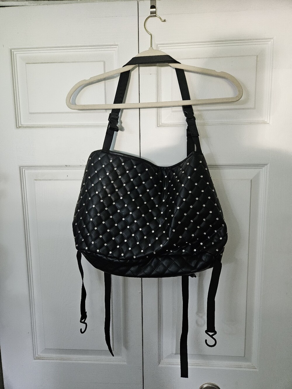 Black Quilted Studded Between Car Seat Bag